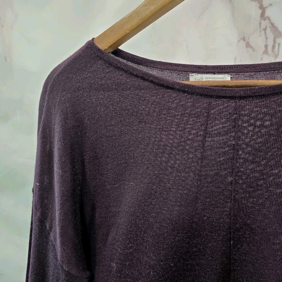 J Jill Sweater Womens Medium P Purple Eggplant Merino Wool Seam Lightweight - Picture 2 of 11